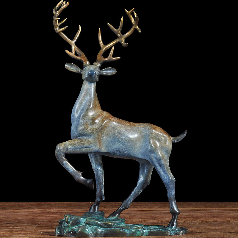 全铜鹿摆件招财平安鹿工艺品家居客厅装饰品办公室乔迁开业礼品