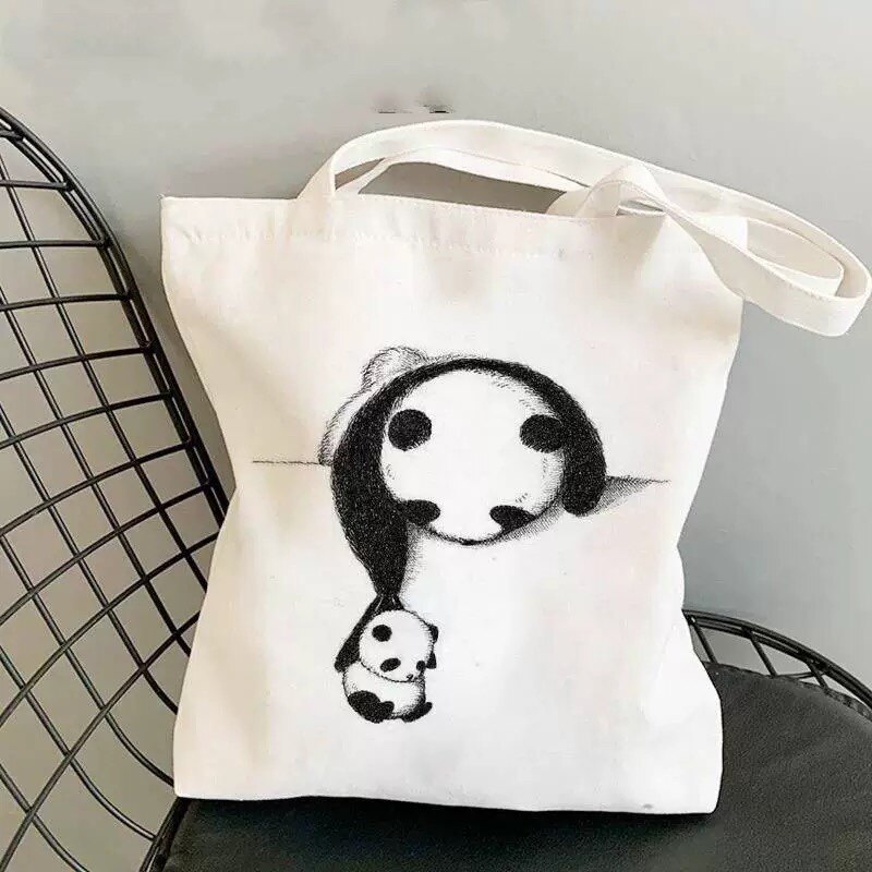 大熊猫中国风和花帆布袋周边熊猫帆布包斜挎包学生ins手提纪念品