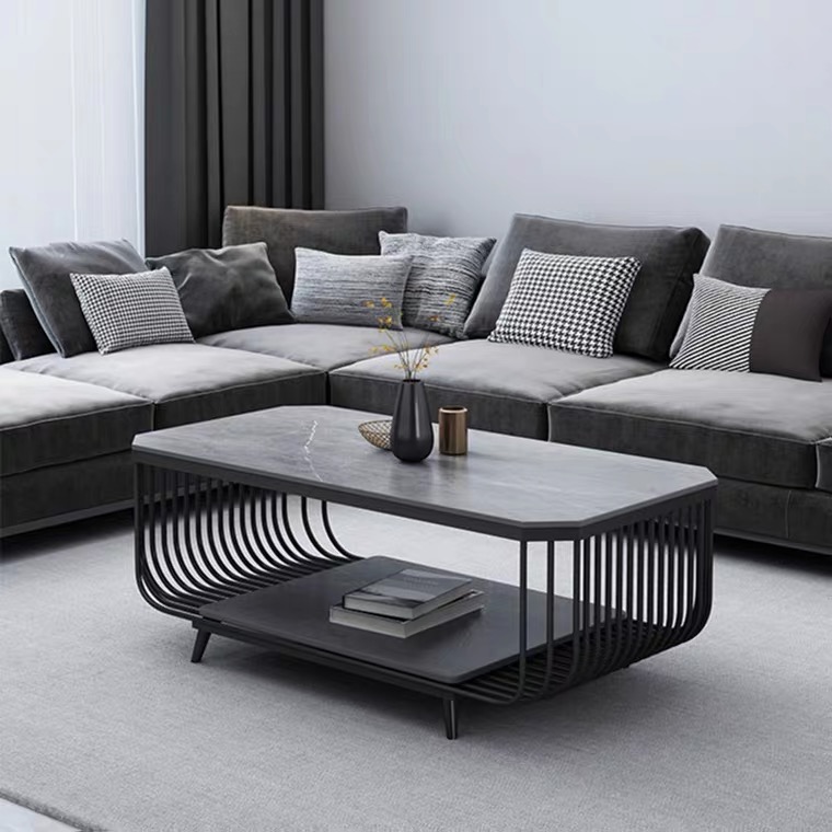 北欧岩板办公室茶几小户型客厅长方形茶桌现代简约家用创意茶几桌