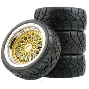 10平跑轮胎ptg2房车电镀尼龙轮毂竞速胎94123田宫TT02抓地FW06
