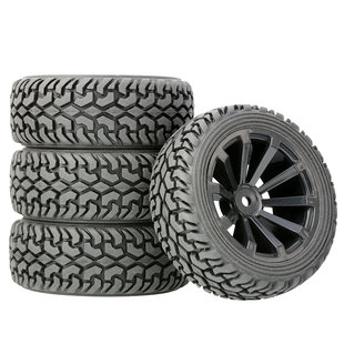 16金属轮毂抓地橡胶胎DIY模型车轮 10平跑改拉力轮胎75mm越野1