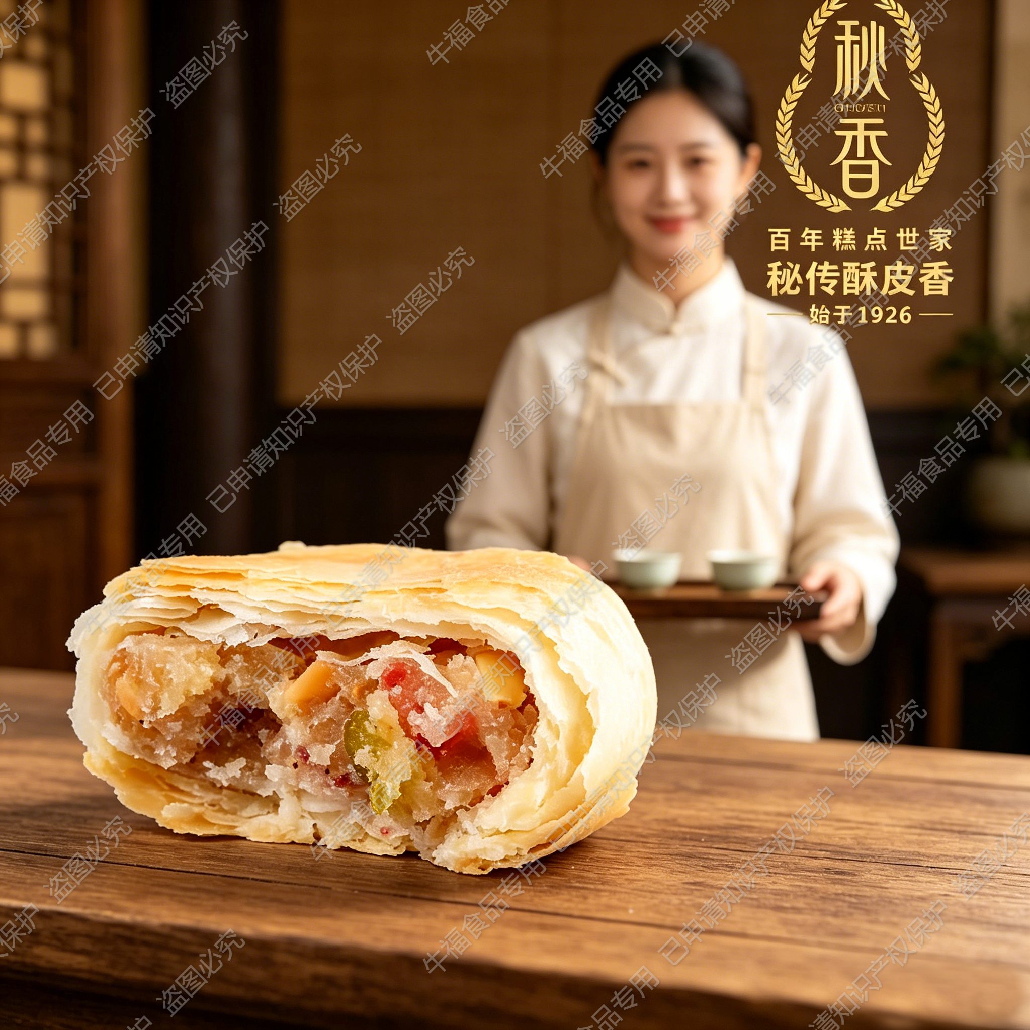 新生产 临沂秋香月饼 苏式酥皮月饼枣泥五仁老字号 中秋月饼 - 实物图