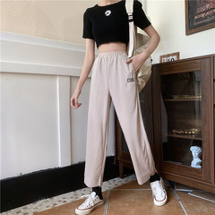 Real shooting spring sports pants loose and versatile students show thin and trendy hip-hop pants