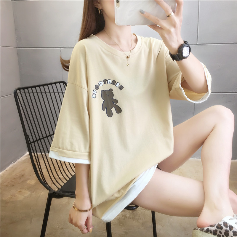 Real shot fashion summer plus plus size women's clothing fat sister slim top short sleeve T-shirt