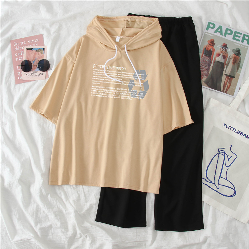 2021 real shot summer fattening plus size women's fat mm fat sister slim Capris short sleeve two piece suit