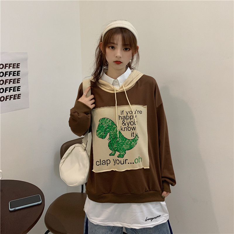 2021 spring vacation two loose thin casual loose long sleeve women's large women's slim top T-shirt