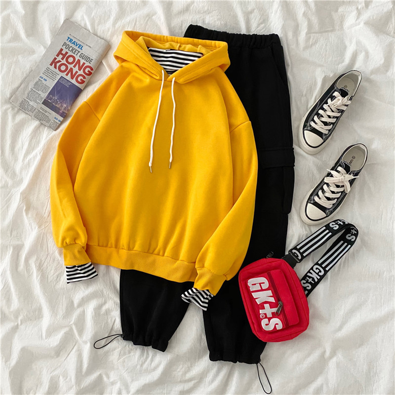 Real shot ~ new autumn and winter holiday two piece loose Polo doll collar color matching thickened Plush sweater set