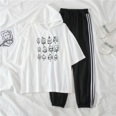 2021 real shot summer fattening plus size women's fat mm fat sister slim Capris short sleeve two piece suit