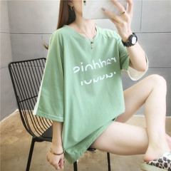 實拍潮夏季加肥加大碼女裝胖胖妹妹顯瘦上衣短袖恤
