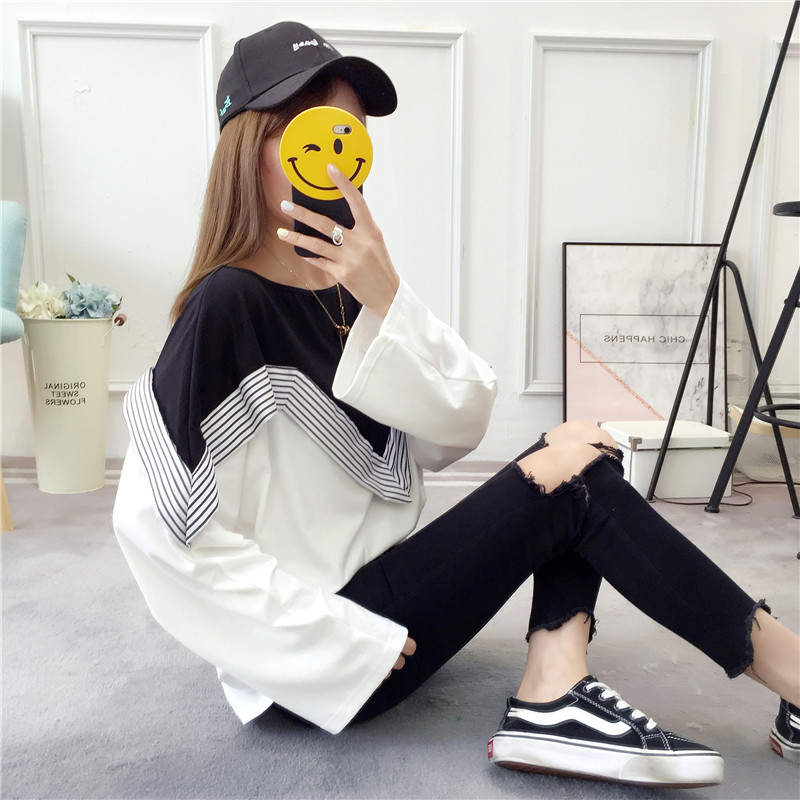 2021 shooting ~ spring clothes loose thin cartoon casual loose long sleeve women's large size women's thin shirt T-shirt