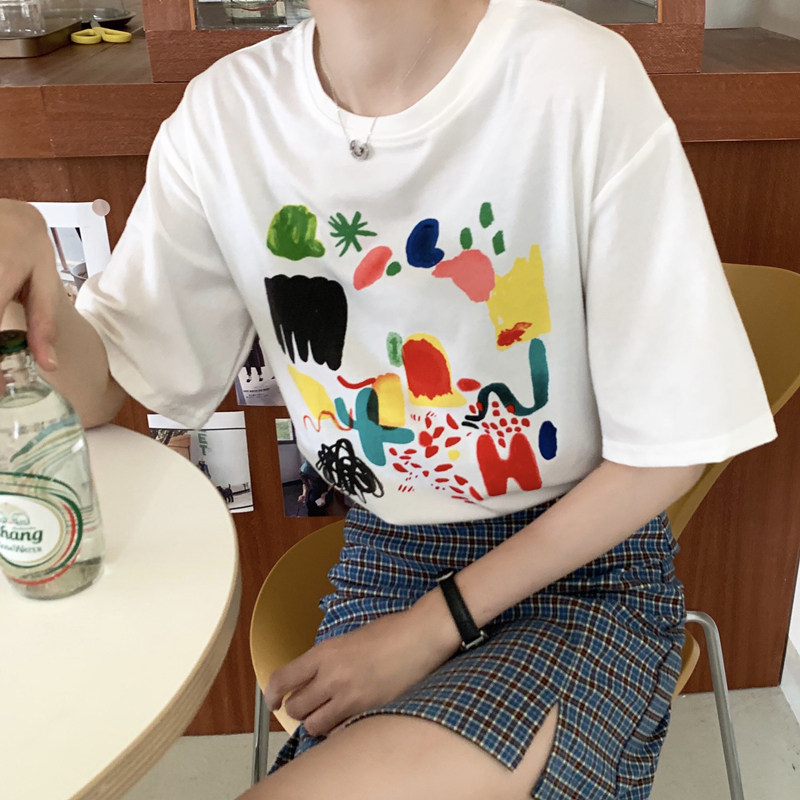 2021 real shot fashion summer fattening plus size women's clothing 200 Jin fat mm fat sister slim top short sleeve T-shirt
