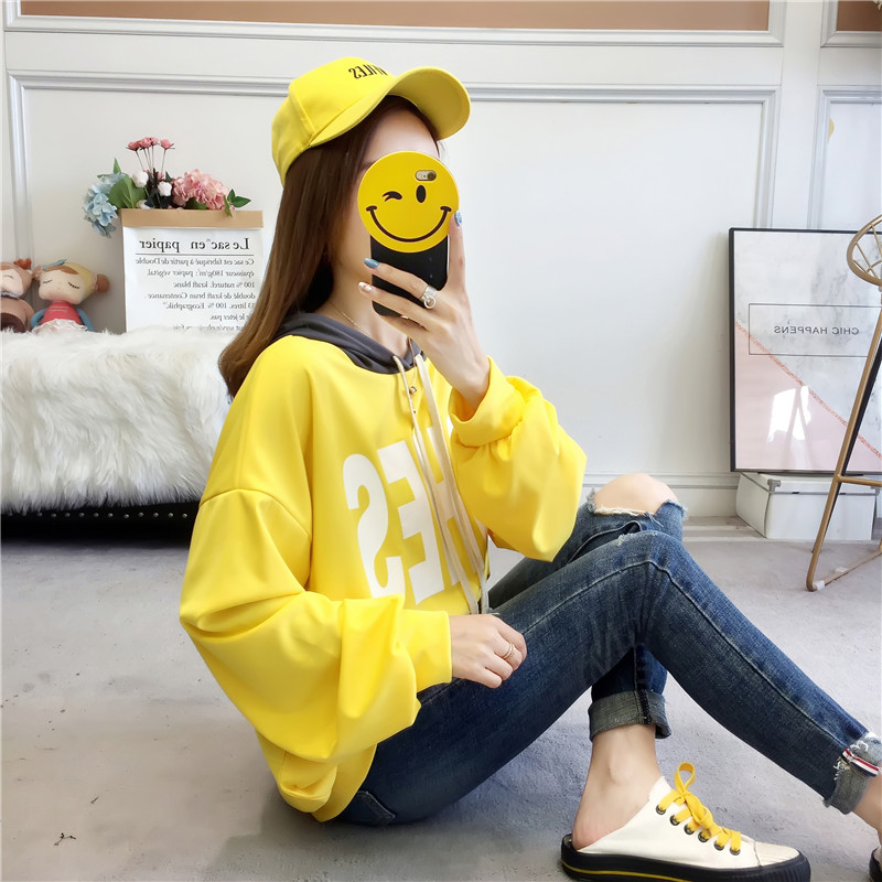 2021 real shot ~ spring clothes loose thin letter casual loose long sleeve women's large women's wear thin top T-shirt