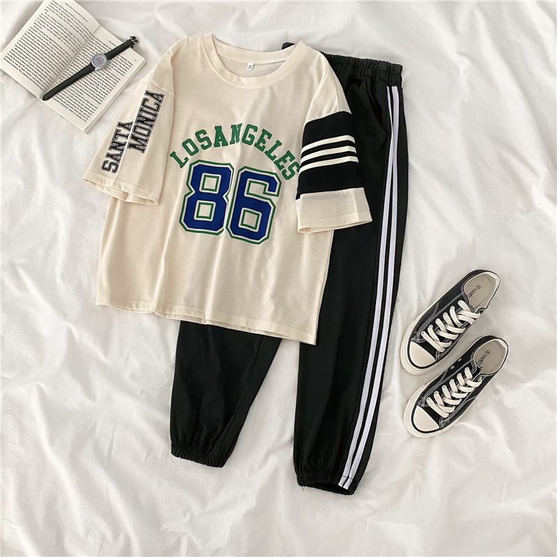 Real shot summer plus plus size women's dress fat sister slim Capris short sleeve two piece suit