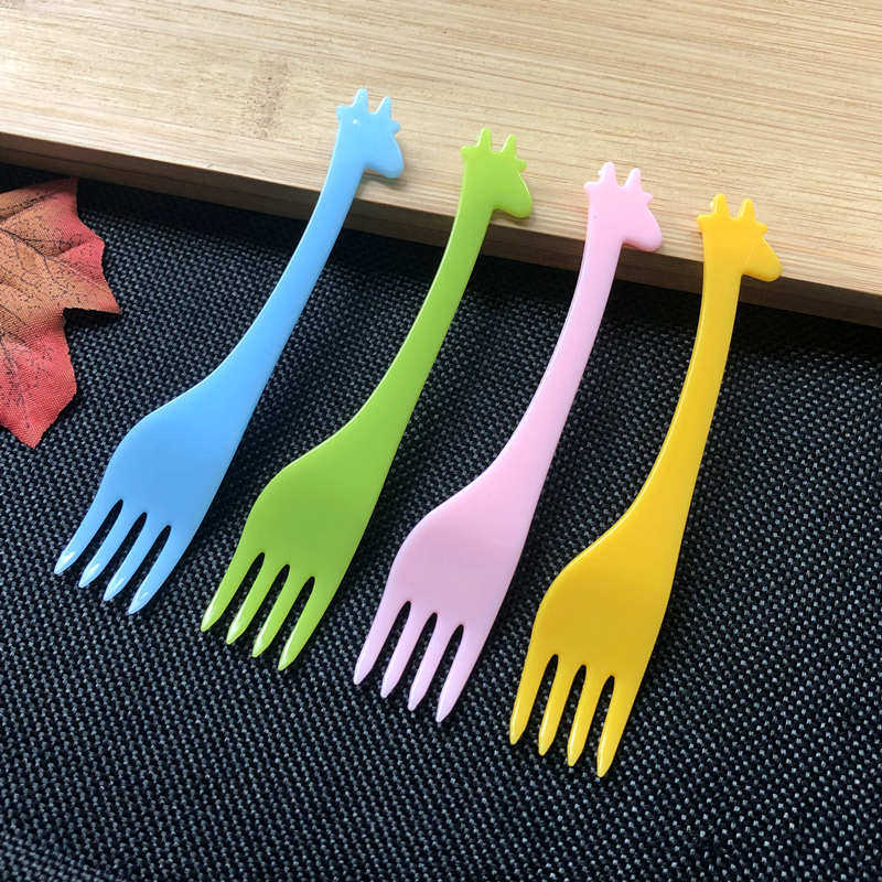 一次性叉子水果叉彩色创意小叉蛋糕加厚叉慕斯罐头独立包装食品叉