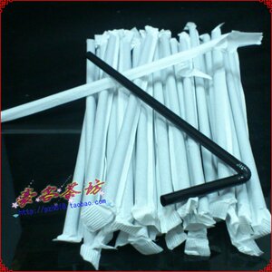 一次性吸管可乐吸管 果汁吸管饮料吸管 单支包装弯头管黑色吸管