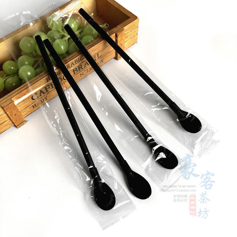 加厚带勺冰沙奶昔两用吸管