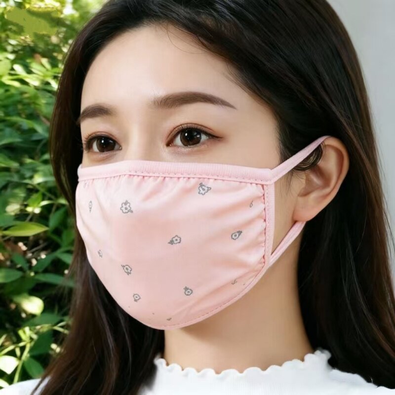 透气纯棉口罩女冬季防寒冬天双层保暖口罩印花可水洗防风防尘面罩