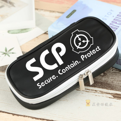 SCP周边笔袋 pu皮文具盒 二次元动漫黑色铅笔收纳袋