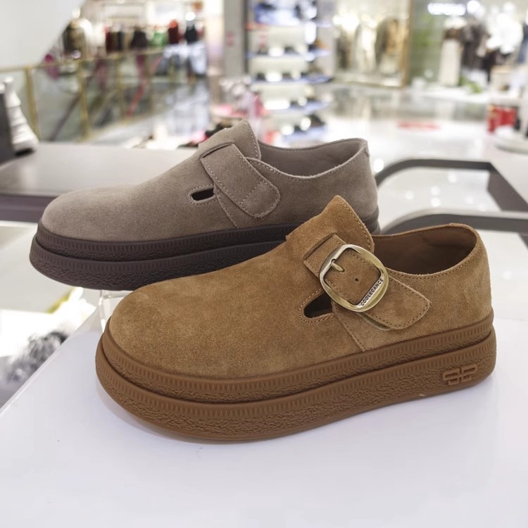 新品上市2025秋季张婧仪同款复古厚底全包勃肯鞋休闲一脚蹬乐福鞋