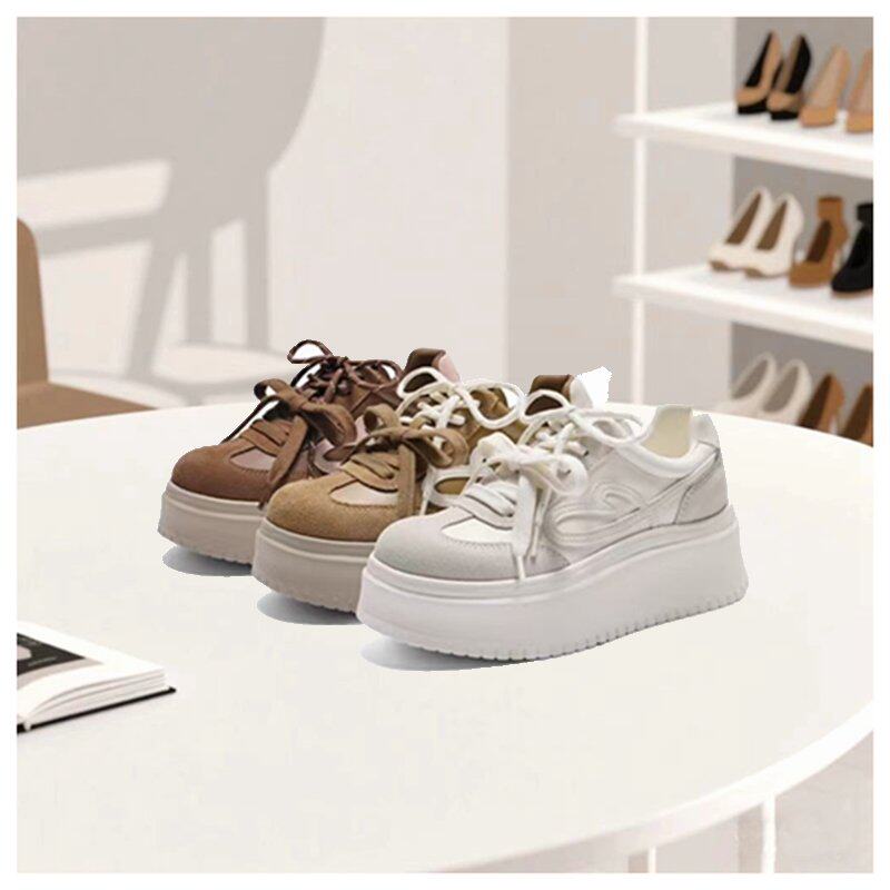 新品上市2025秋冬季厚底增高绒里小白鞋板鞋美拉德运动休闲面包鞋