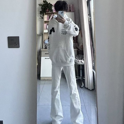银狐绒立挺美式连帽宽松上衣男女