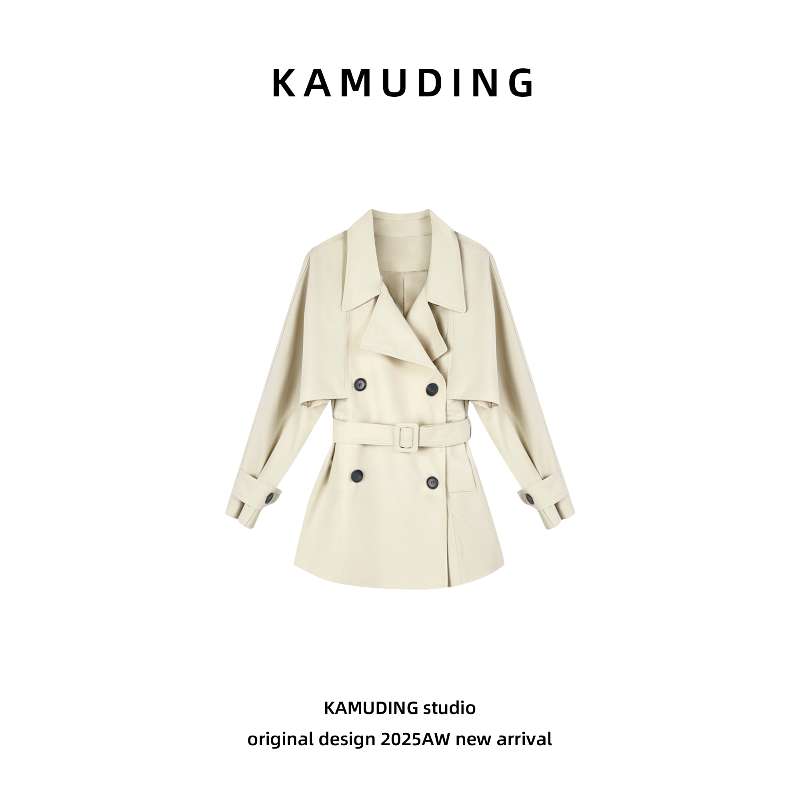 KAMUDING2025新款A60杏色风衣时尚外套气质上衣25277