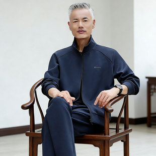 中老年男士运动服套装秋季2026新款时尚休闲外套长裤两件套爸爸装