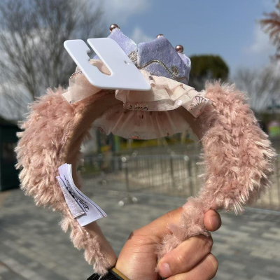 迪士尼发箍正版上海国内代购梦幻庆典雪莉玫毛绒头箍发饰可爱礼物