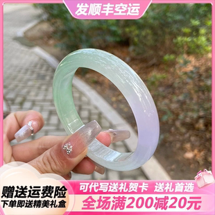 SHEILA LEYNA【顺丰空运】缅甸老坑翡翠手镯春彩手镯精美高级气质