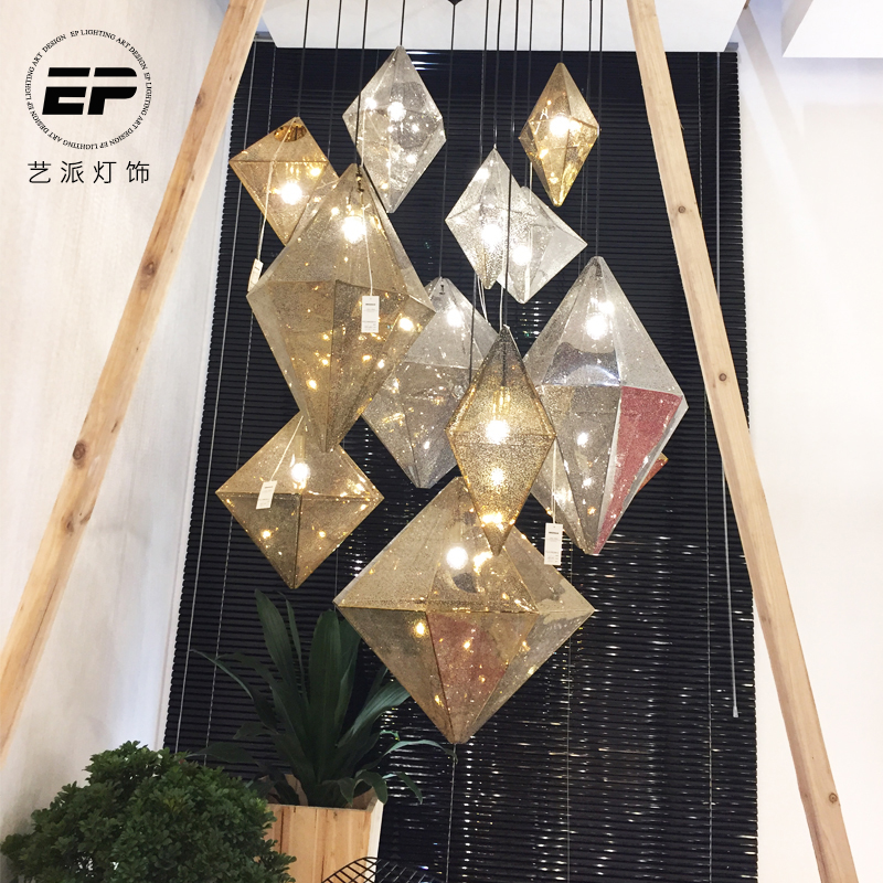 艺派灯饰后现代风格意大利艺术设计客厅餐厅样板房售楼处晶石吊灯