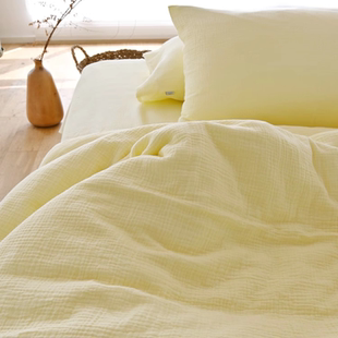 清货 A类标准纯棉双层纱皱皱纱被套单人双人100棉母婴级柔软枕套