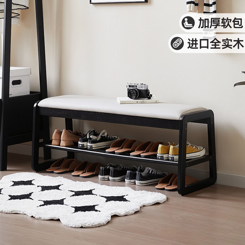 换鞋凳实木黑色穿鞋凳