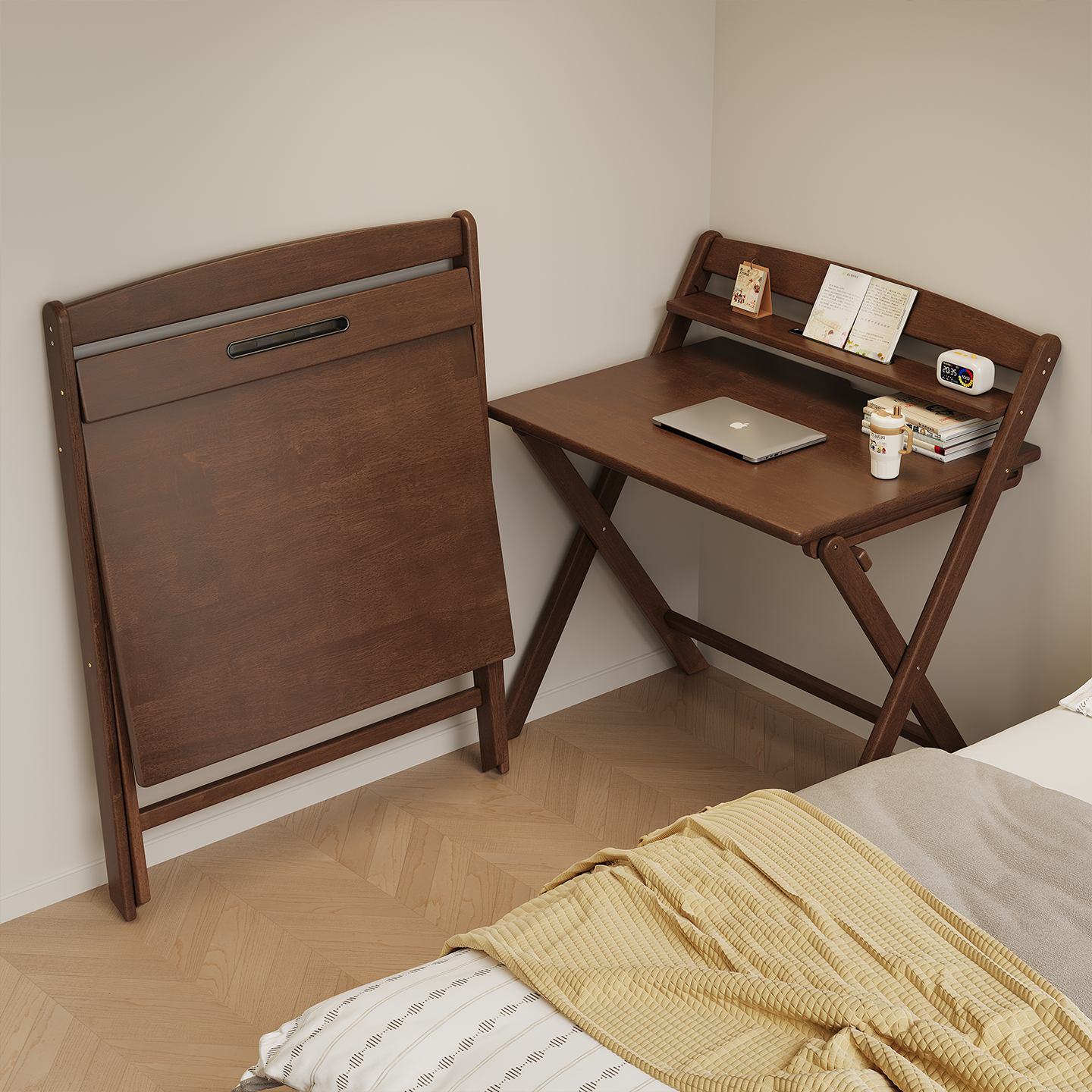 实木折叠书桌小户型家用电脑桌