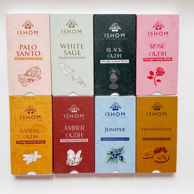 印度手工香砖檀香黑沉香玫瑰香薰Ishom Smudge Incense Bricks