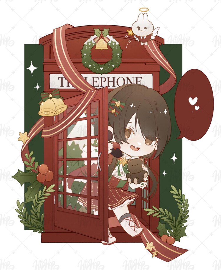 圣诞电话亭模版自设约稿定制动漫日系二次元卡通手绘约稿白菜价