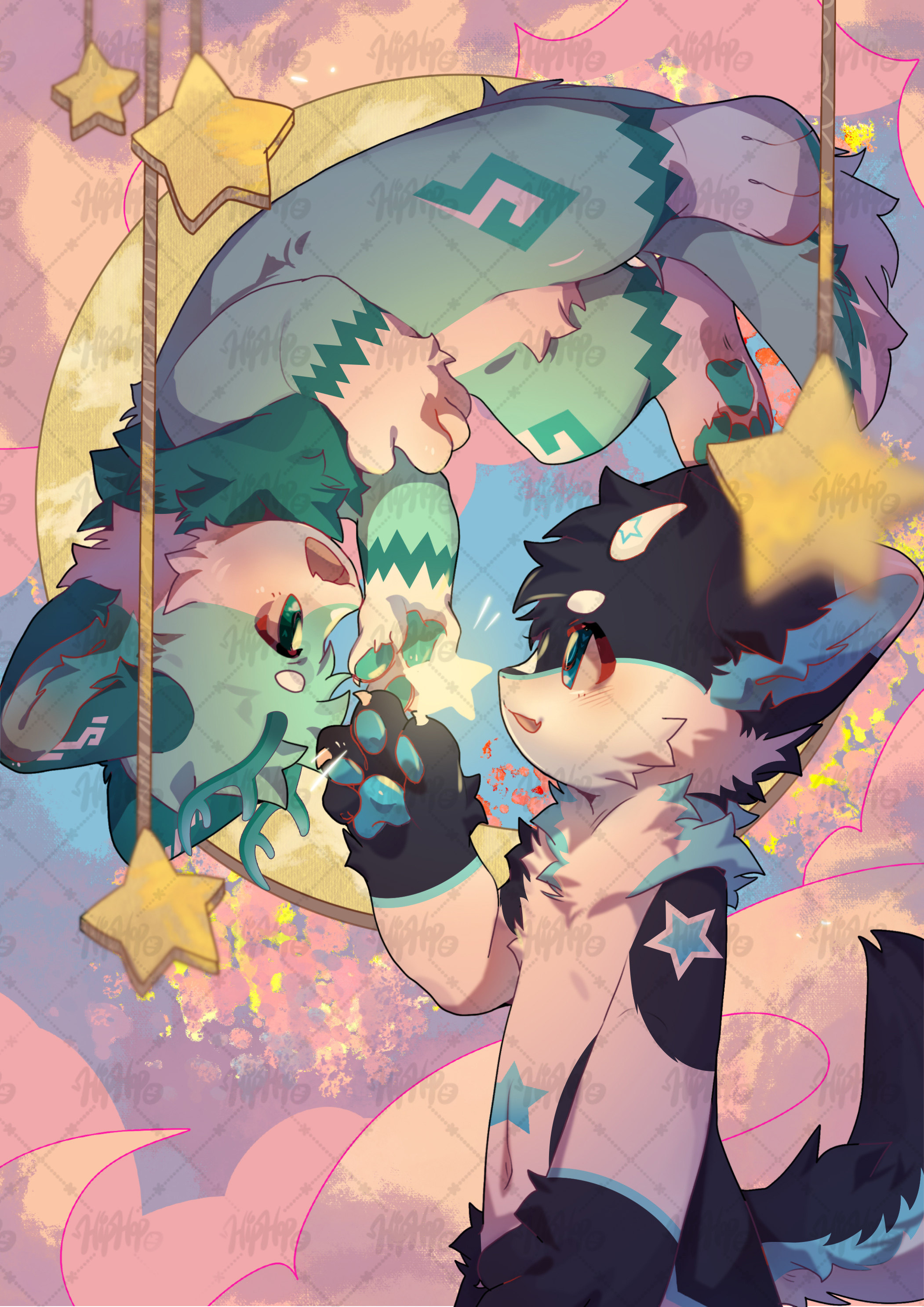 盐牌兽设furry 双人头像模板接稿兽圈兽设幻想生物定制白菜价