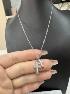 S925纯银双十字架项链甜酷辣妹风高级感轻奢小众锁骨链女