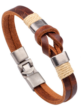 欧美真皮编织手链Temu亚马逊热卖创意复古牛皮手饰义乌小饰品