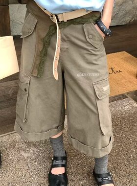 韩系MZI格调复古韩版2026秋款时尚口袋中性工装七分休闲裤潮酷帅