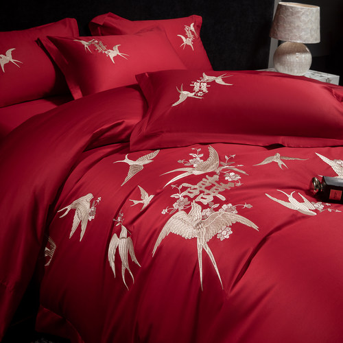 燕舞红妆中式婚庆刺绣结婚四件套