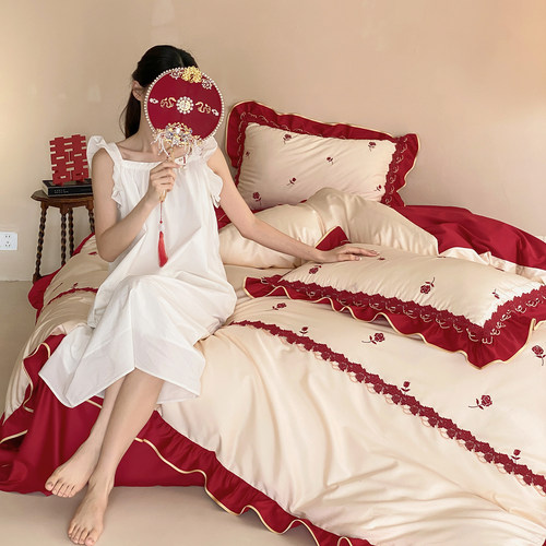 年轻人喜欢的婚庆结婚全棉四件套