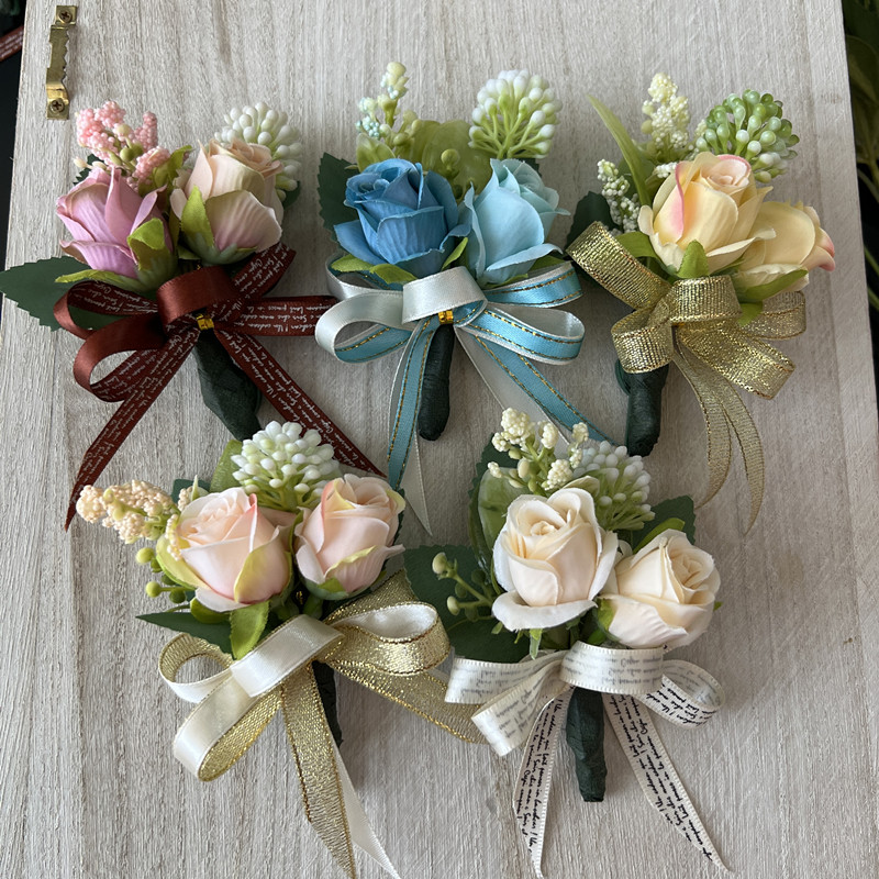 公司商务欧式贵宾仿真花磁铁胸花森系会议婚礼毕业宴会开学业襟花