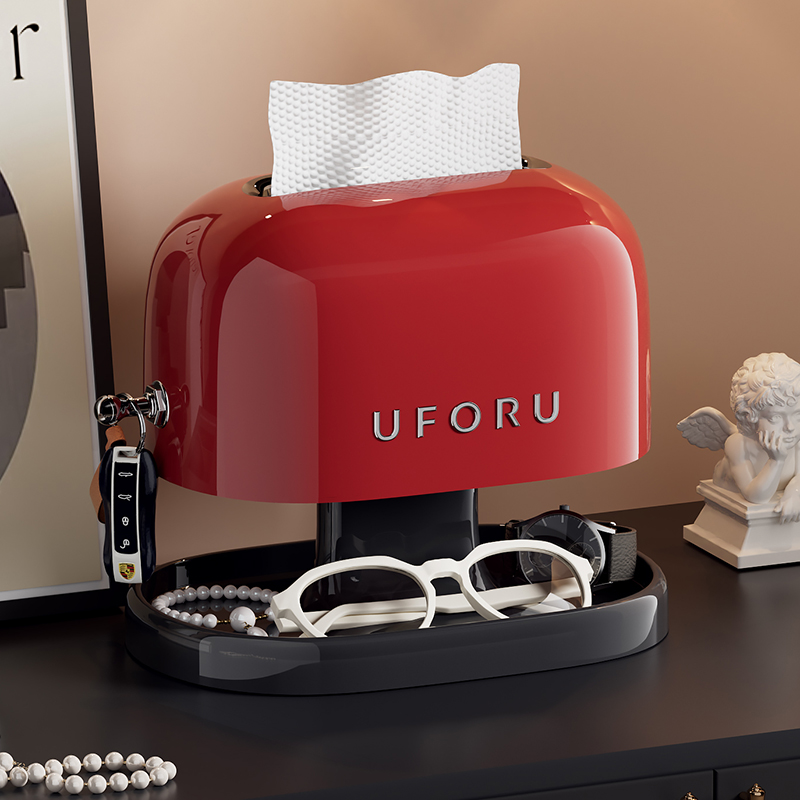 uforu异形纸巾盒台面式家用收纳盒创意复古风立体置物桌面抽纸盒