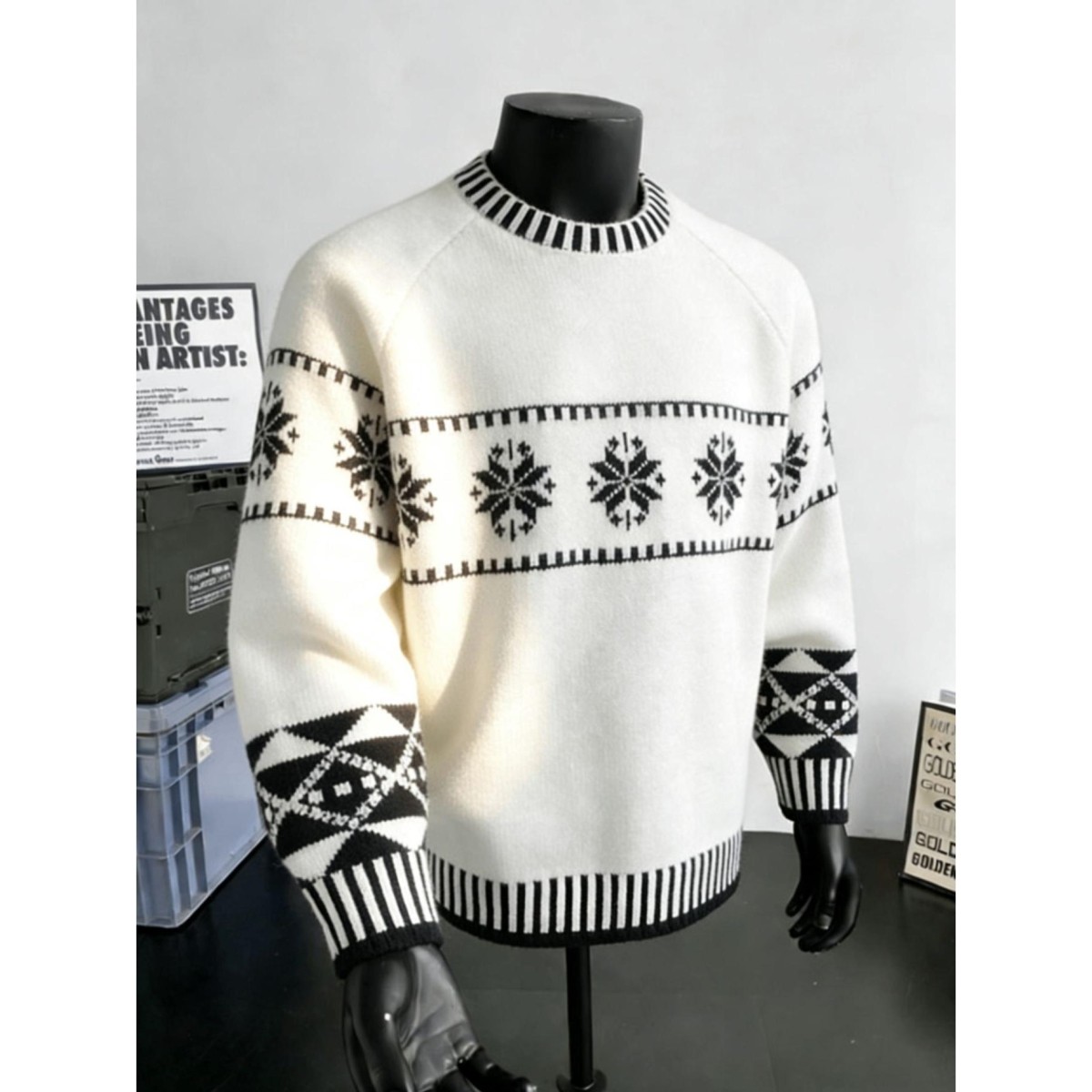 美式覆古撞色提花费尔岛针织衫男女cleanfit情侣毛衣慵懒风外套潮,男装,针织衫/毛衣,淘宝优惠券,粉丝福利购,淘宝优惠卷