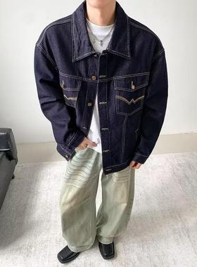 红风 复刻VISVIM101洗水牛仔夹克男春秋款宽松美式复古牛仔外套