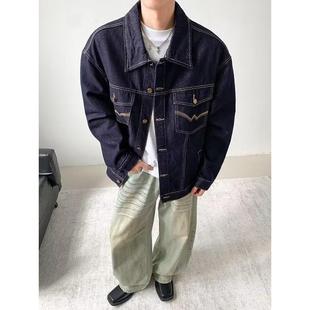 红风 复刻VISVIM101洗水牛仔夹克男春秋款宽松美式复古牛仔外套