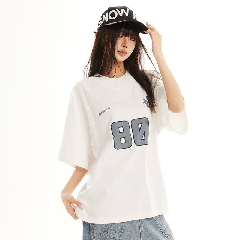 美式复古字母印花短袖t恤女春夏新宽松情侣运动落肩上衣ins男,女装/女士精品,T恤,淘宝优惠券,粉丝福利购,淘宝优惠卷