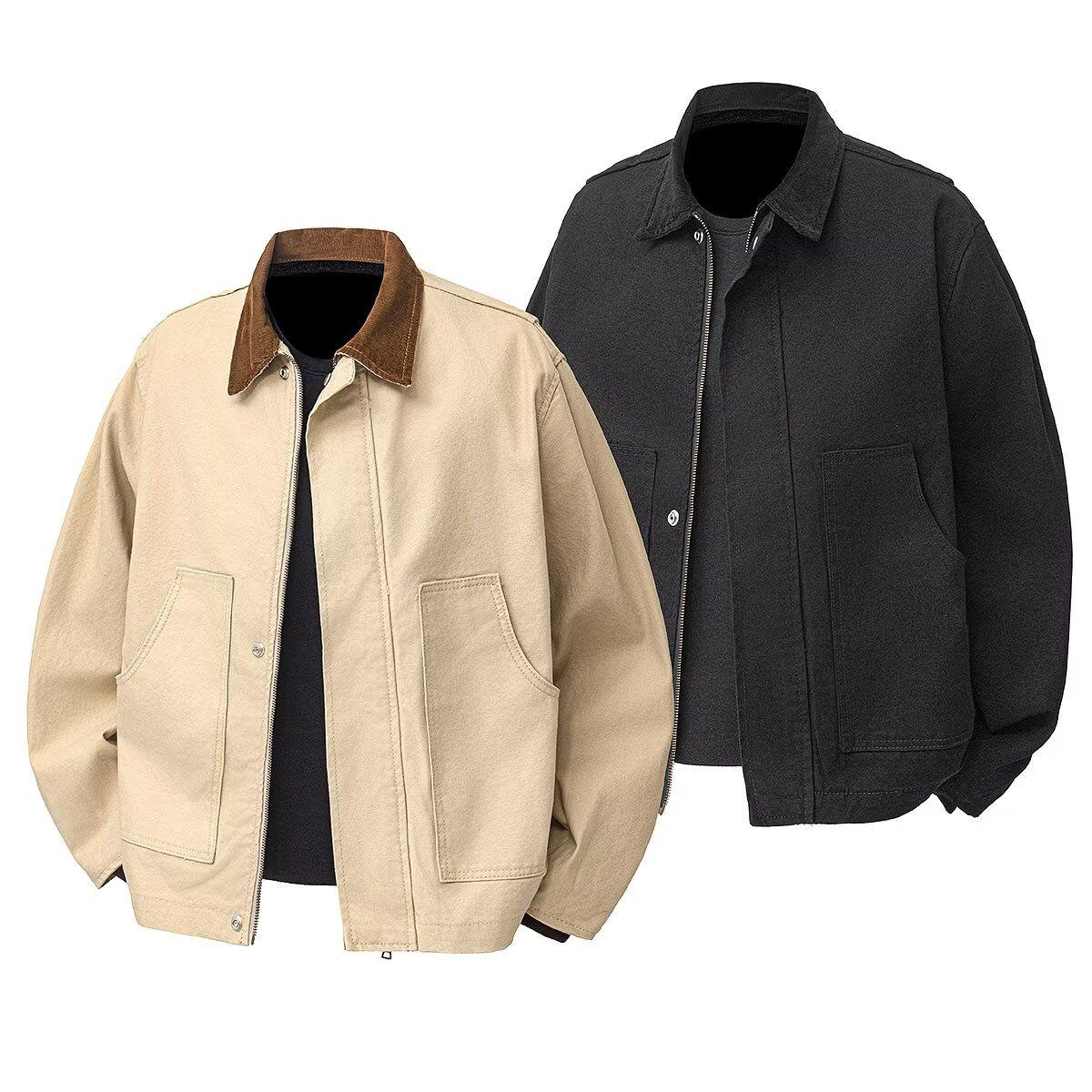 柜599！新品男装多色撞色领口棉质拉链夹克外套棉衣棉服 6987322