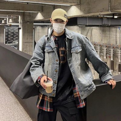 美式复古牛仔衣男女款高街工装夹克春秋潮牌短款重工水洗宽松外套