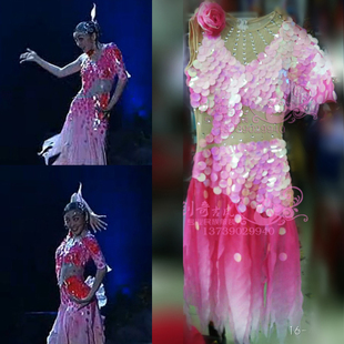 手工烫钻鱼儿独舞服装古典舞卿卿鱼儿跃舞蹈服装鱼儿亮片演出服